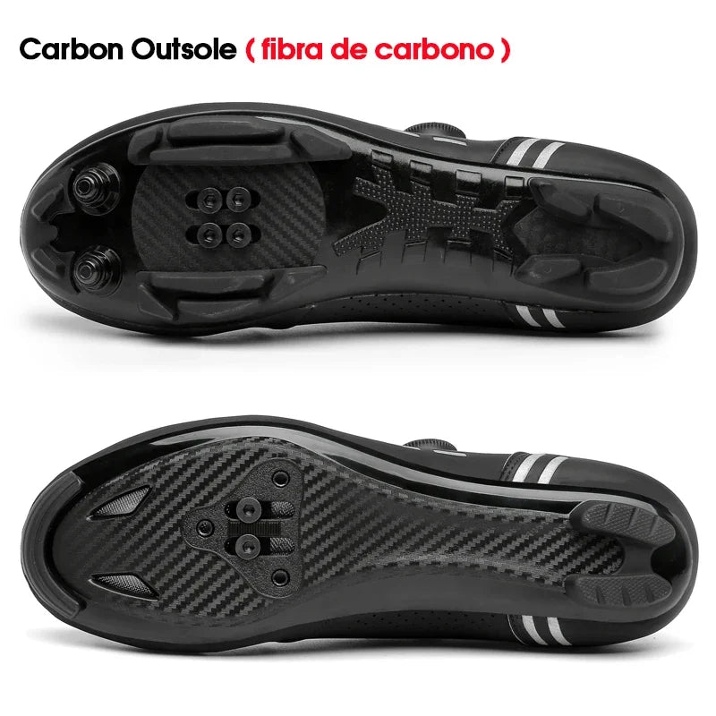 Sapatilha de ciclismo com travas, esportiva e de carbono