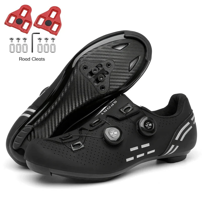 Sapatilha de ciclismo com travas, esportiva e de carbono