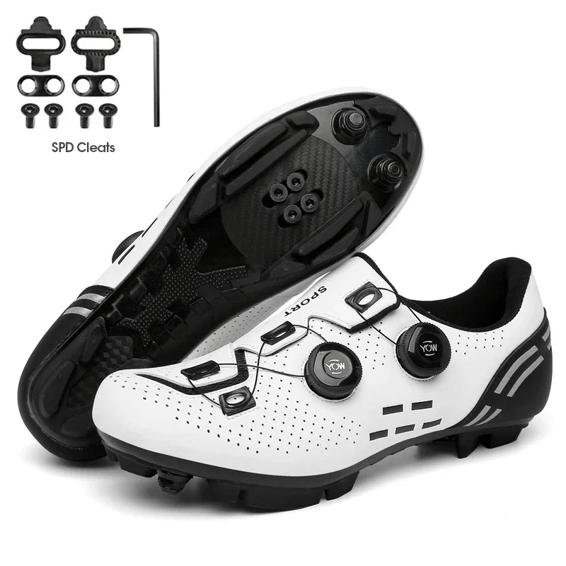Sapatilha de ciclismo com travas, esportiva e de carbono